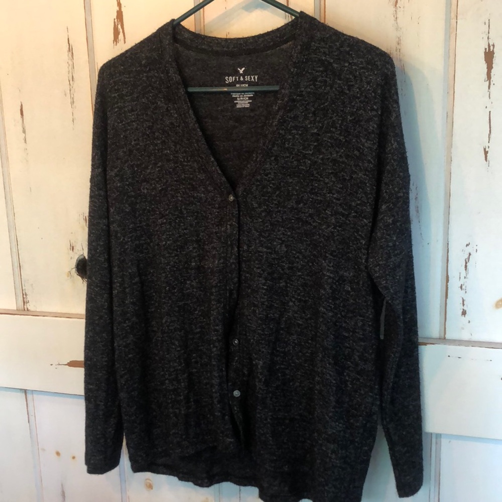 Black Sweater Cardigan Shirt